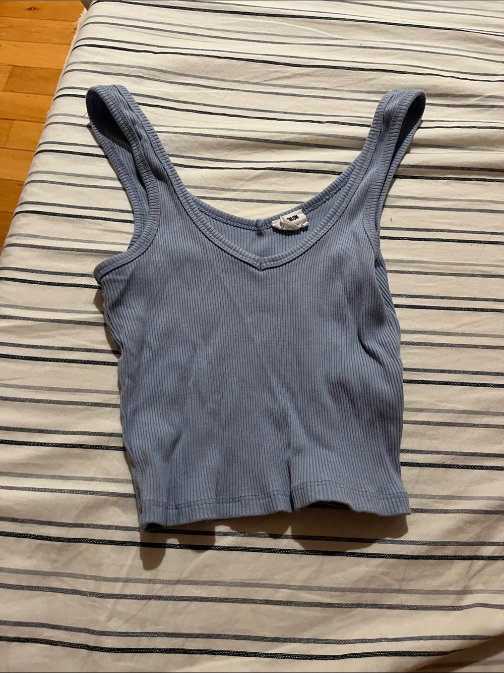 Cotton On Light Blue Ribbed V-Neck Cropped Tank
